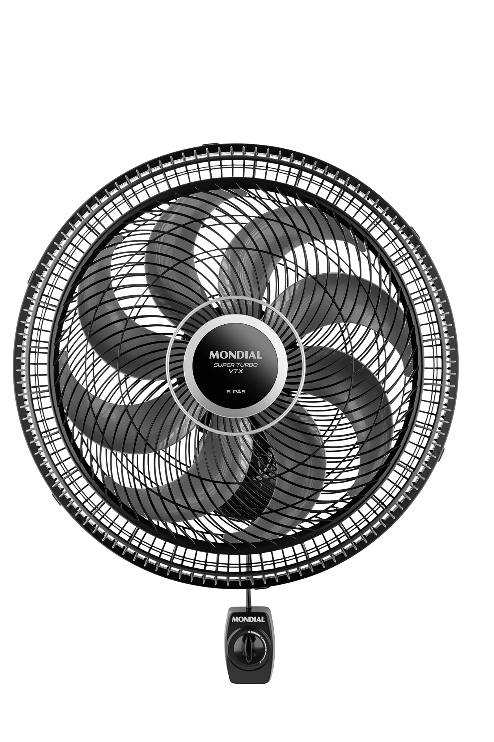 MONDIAL Ventilador de Parede 40cm Super Turbo 8 Pás, Preto/Prata, 140W, 220V - VTX-40P-8P