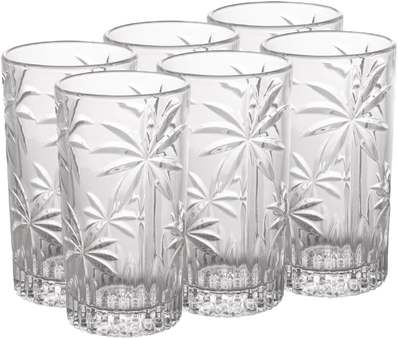 Cj 6 Copos Altos Cristal Palm Tree 360ml Transparente