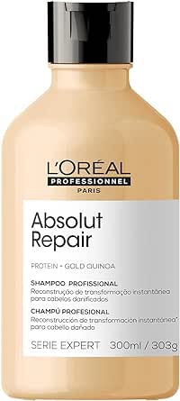 L'Oréal Professionnel Shampoo Absolut Repair, Repara Danos e Promove Brilho, Com Quinoa & Proteínas, Para cabelos secos e danificados, 300ml