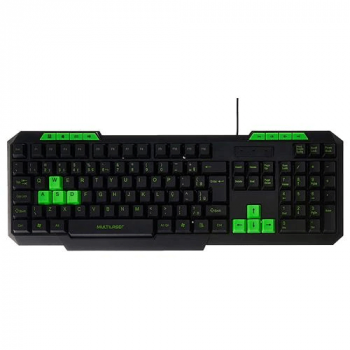 Teclado Gamer Multilaser TC243 com Hotkeys Multimídia – Verde