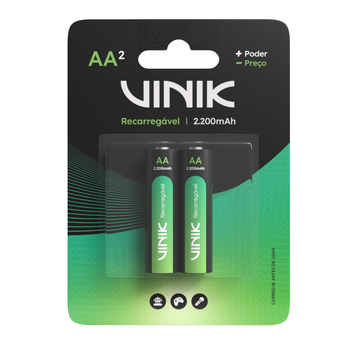 Pilha Recarregável AA C/2-2200mah 1.2v - VP2AB2R