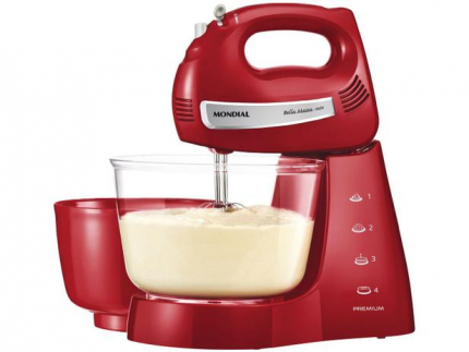 Batedeira Mondial Vermelha 400W Premium – Bella Massa B-29 04 Velocidades