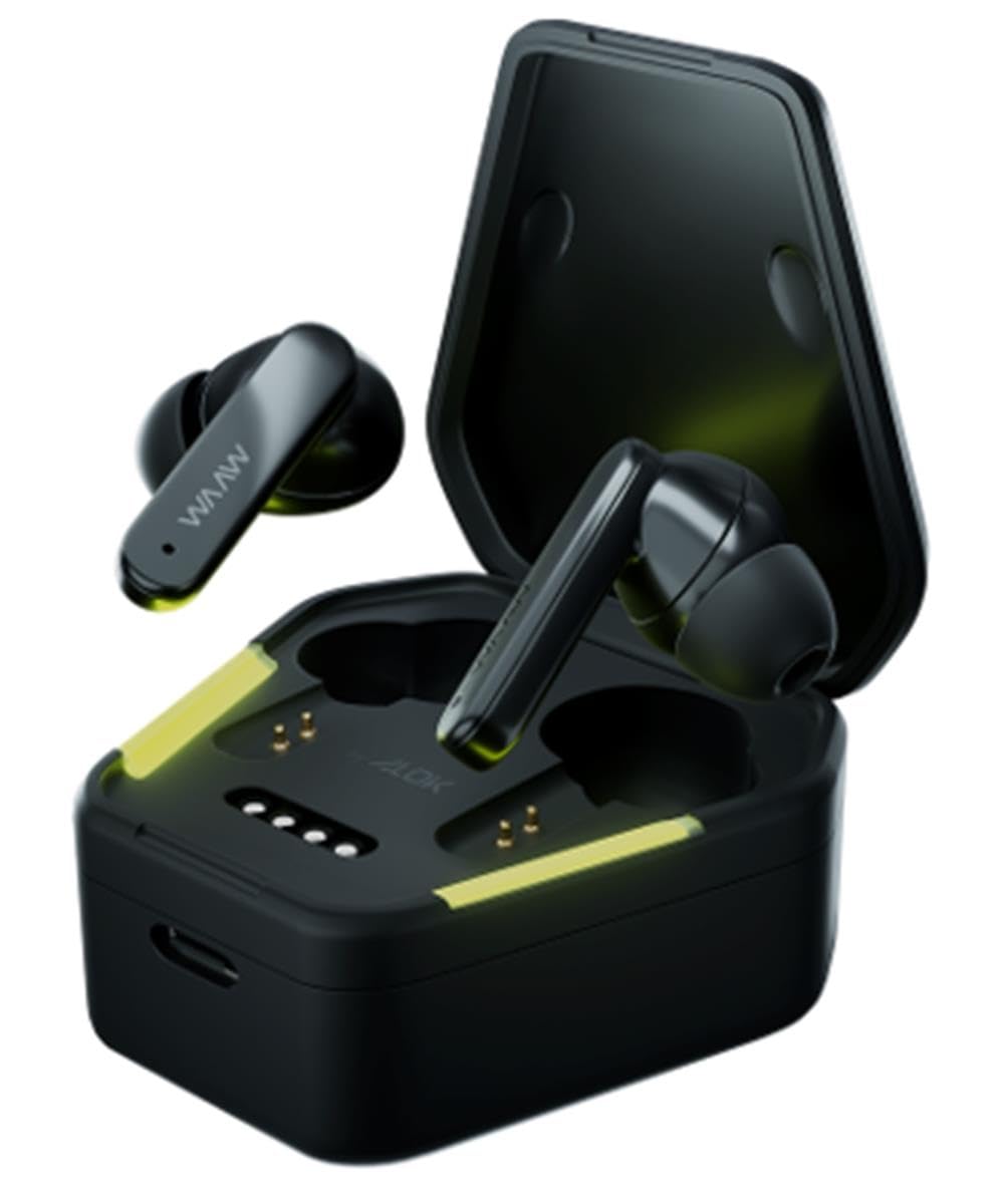 Waaw By Alok Energy 100ebg - Fone De Ouvido Bluetooth, Tws, Intra-auricular Com Modo Gamer E Resistente À Água Ipx4, Preto E Verde, P, M, G