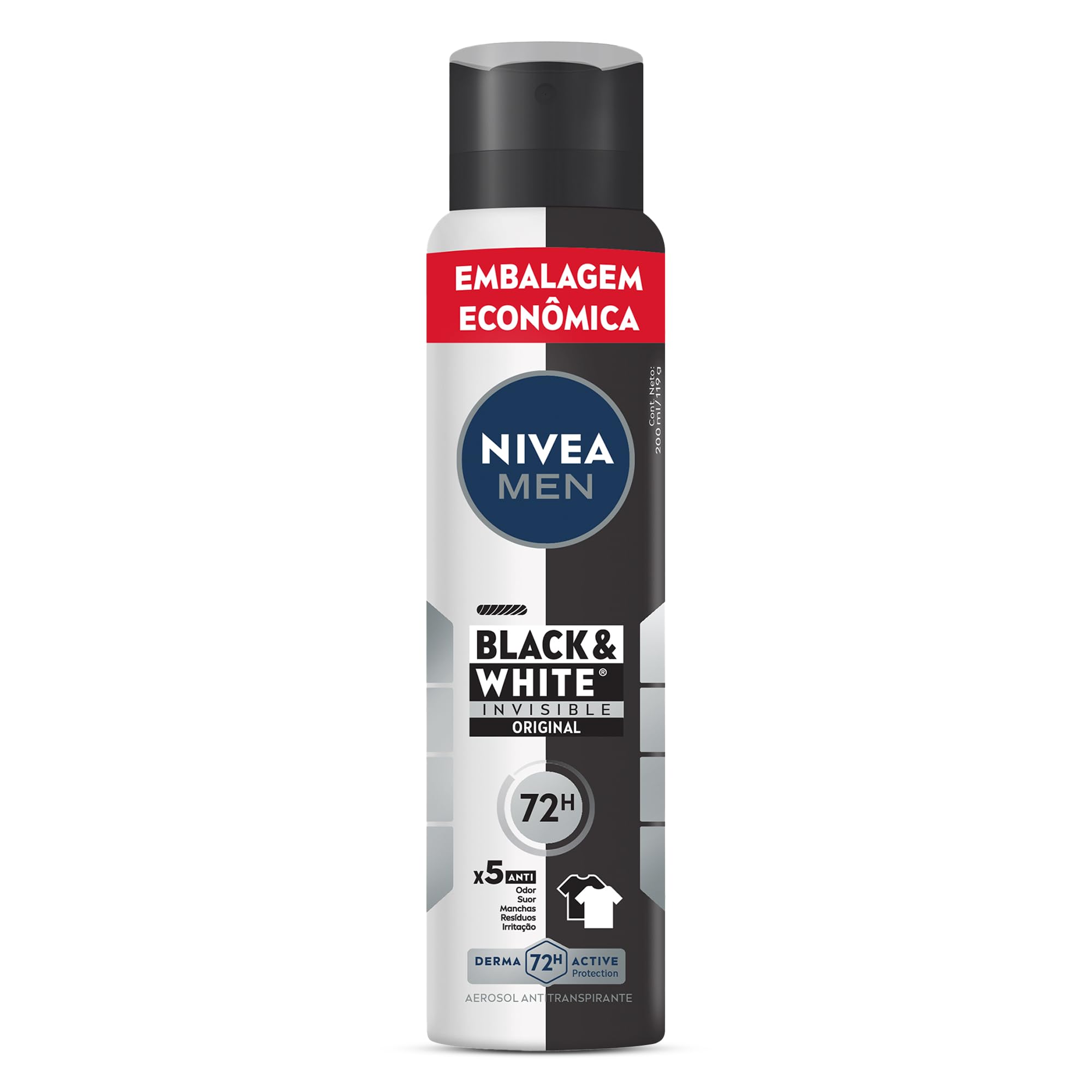 Nivea Men Desodorante Masculino Antitranspirante Aerossol Black & White Invisible Original 200ml