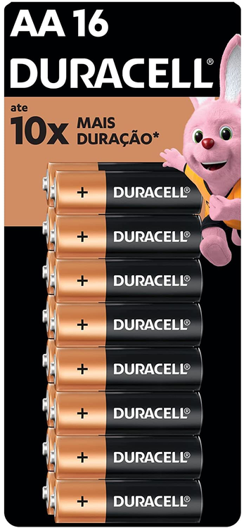 Pilha Alcalina AA Pequena DURACELL Com 16 Unidades