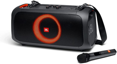 Caixa de Som Portátil Bluetooth JBL PartyBox On-The-Go, Com Microfone Sem Fio e Efeitos de Luzes - JBLPARTYBOXGOBBR2
