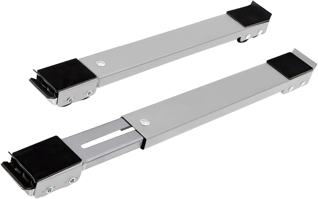 Suporte Com Rodinhas Movel Ajustável Telescópico Para Geladeira Fogão Máquina De Lavar Móveis Pesados Até 200kgs Base Antiderrapante Estrutura Reforçada Portátil Deslizante Silencioso Versátil Durável