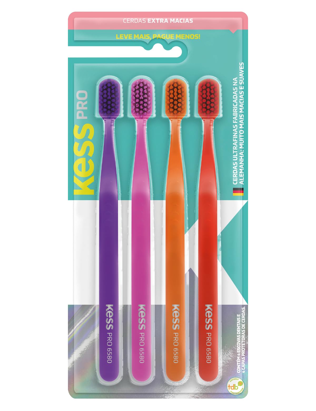 Kess Pack Com 4 Escovas Dentais Pro Extra Macias