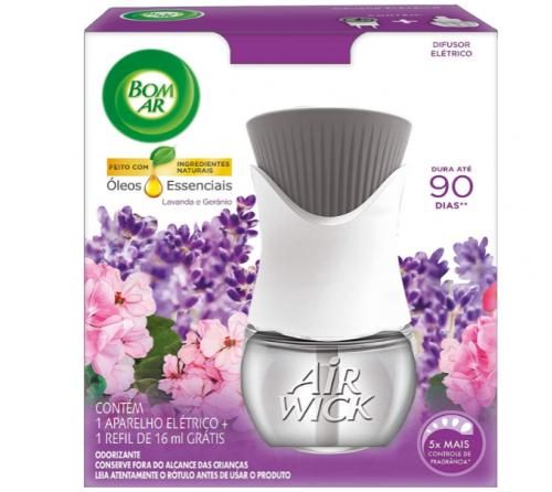 Difusor Elétrico Bom Ar Lavanda e Gerânio Aparelho + Refil 16ml