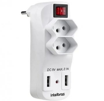 Carregador De 2 Tomadas E 2 Usb Intelbras Eac 1002 Intelbras Eac Bivoltv Branco