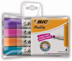 Pincel Marcador De Quadro Branco Bic Markingc/4 Cores Fashion 930094