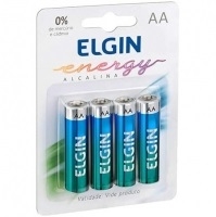 Kit Pilhas Alcalinas com 4X AA, Elgin, Baterias