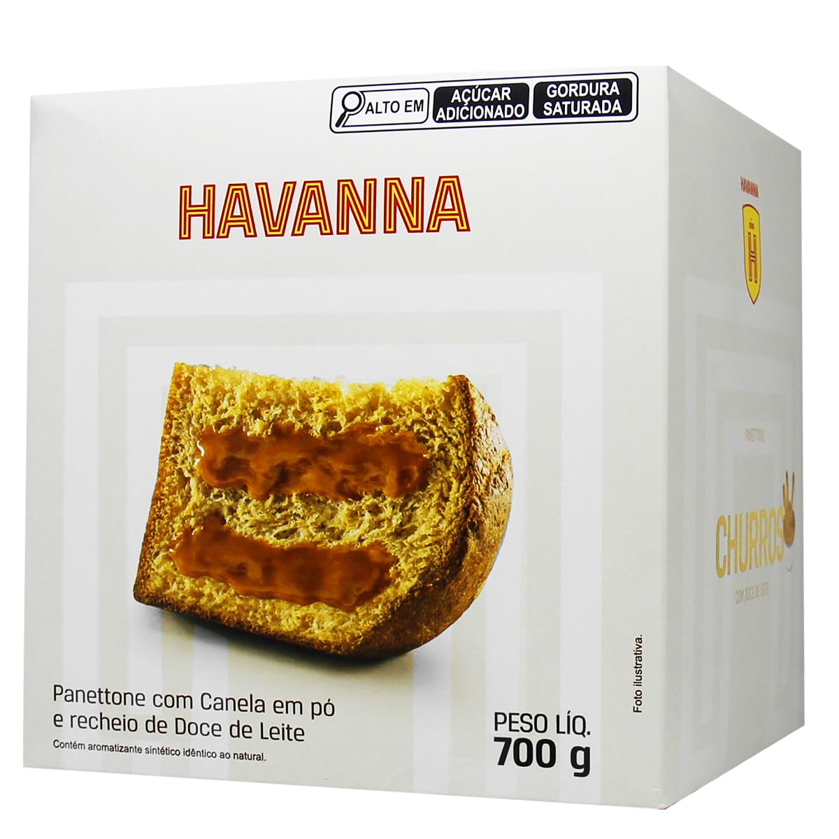Panetone Havanna Churros Com Canela Em Pó Recheado Com Doce De Leite 700g