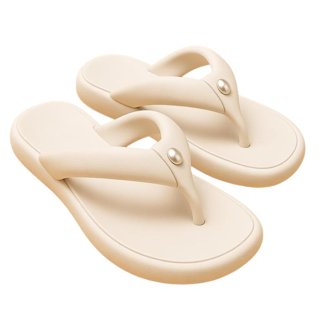 Chinelo Feminino com Pérola Brilhante Elegante Sandália Confortável Macia Luxo Chic Moda Verão Brilho