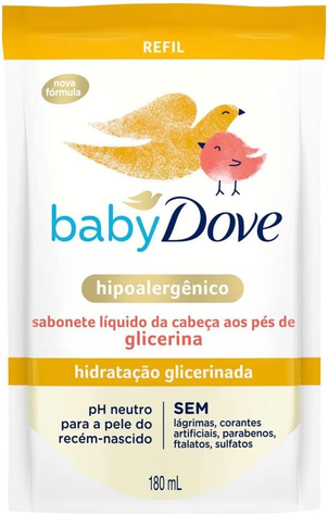 Sabonete Líquido Glicerina Baby Dove Hidratação Glicerinada 180ml Refil