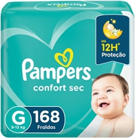 Fraldas Pampers Confort Sec G 168 Unidades, Pampers