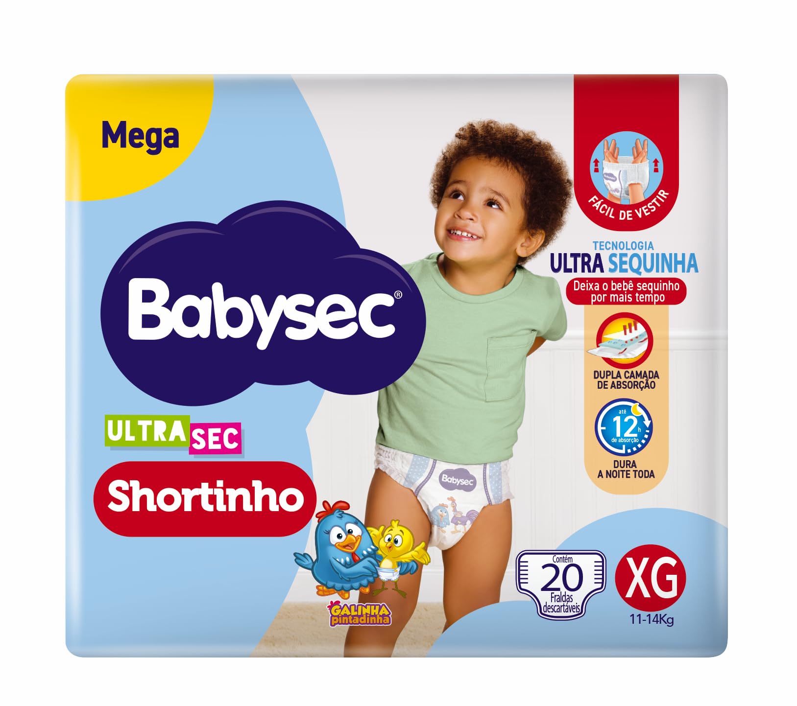 Fralda Babysec Ultrasec Shortinho Mega Xg 20 Unidades