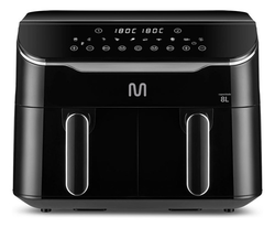 Fritadeira Elétrica Sem Óleo Air Fryer 8l Preta Com 2 Gavetas 1800w 127v Multi - Go219 - 110v