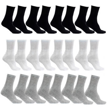 Meia New Life Kit 12 Pares Cano Alto Longo Sport Masculina – Preto+Branco