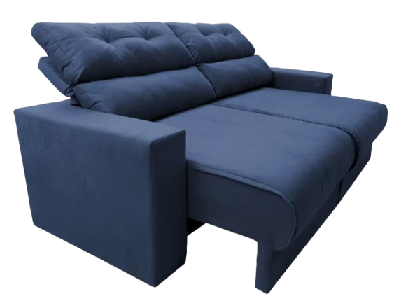 Sofá 3 lugares Cama inBox Clean com Assento Retrátil, Encosto Reclinável em Tecido Velusoft e 170 cm de Largura - Azul