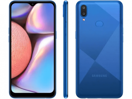 Smartphone Samsung Galaxy A10s 32GB Azul Absurdo – 4G 2GB RAM Tela 6,2” Câm. Dupla + Selfie 8MP
