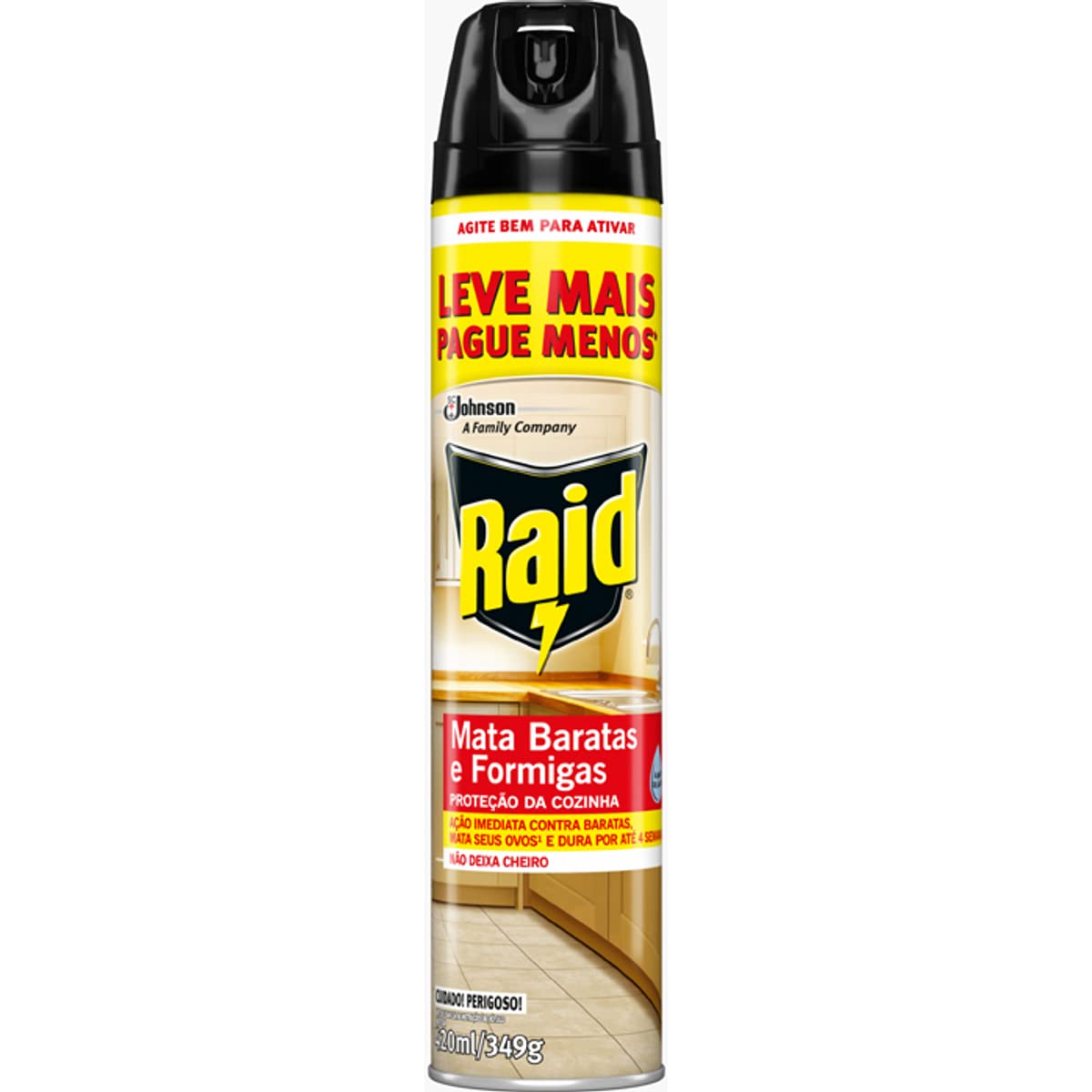 Raid Inseticida Aerosol Mata Baratas E Formigas, Proteção Da Cozinha, Elimina Barata E Seus Ovos, 420ml