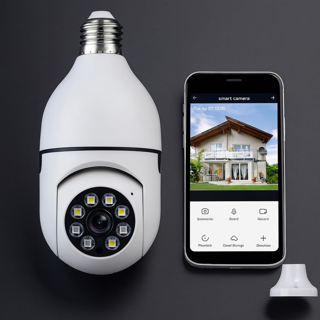 Câmera Segurança IP Lâmpada WiFi Full HD 1080p Com Visão Noturna Infravermelho 1080p