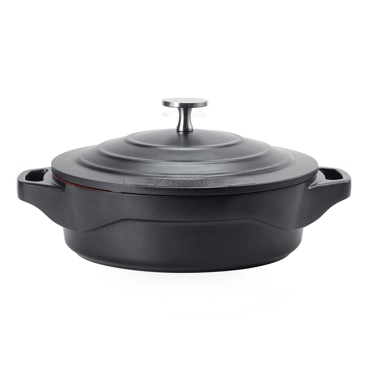 LE COOK Caçarola Baixa Cerâmica Antiaderente 24cm Preta Com Tampa ...