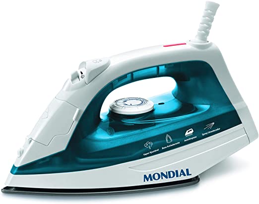 Ferro a Vapor Mondial, Base Antiaderente, 127V, 1200W, Azul - F-32