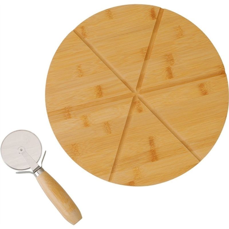 Tábua para Pizza + Cortador de Pizza - La Cuisine Linha Bambu