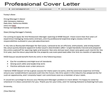 Contoh cover letter untuk managerial level