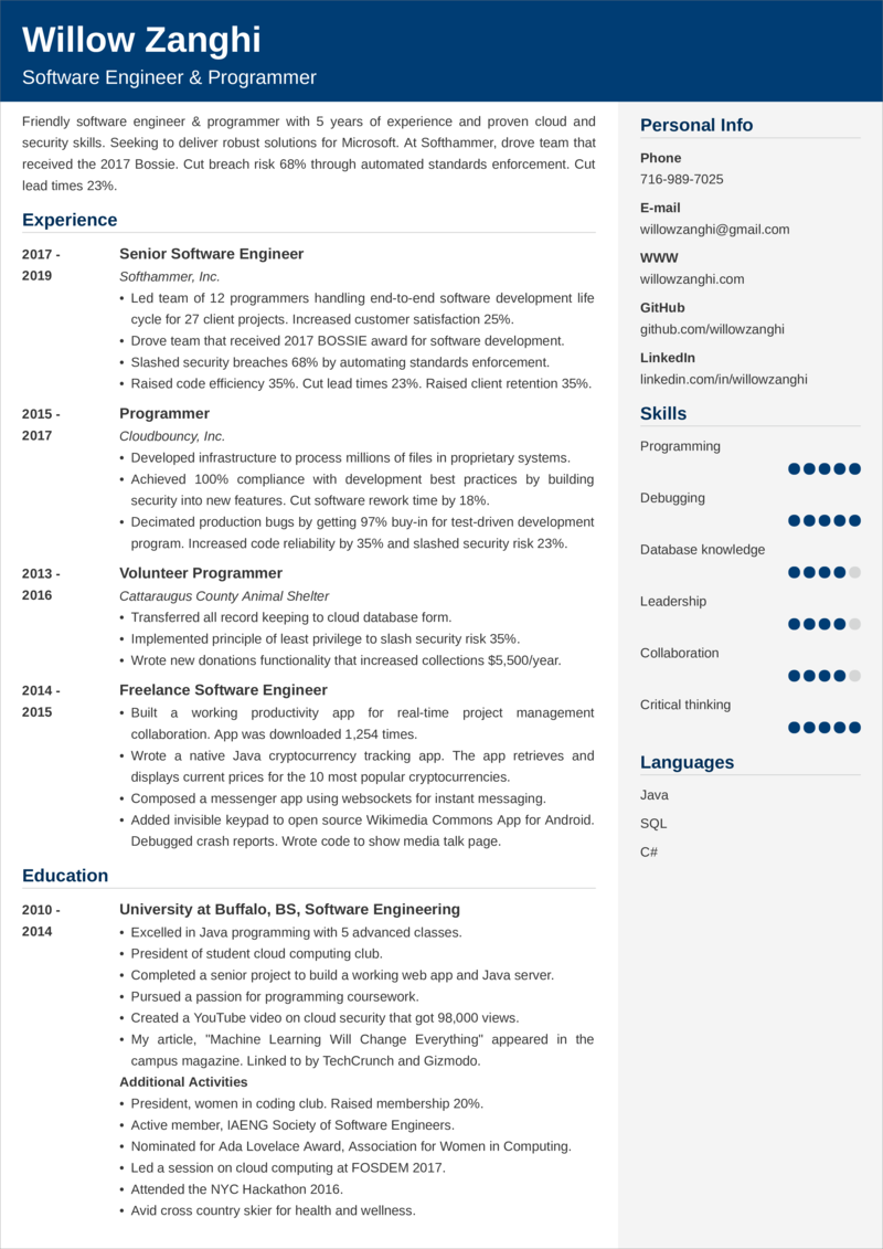 Contoh CV Programmer: Software Engineer