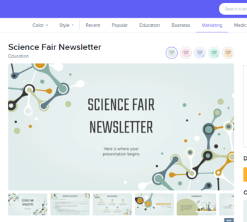 Slidesgo: Science Fair Newsletter