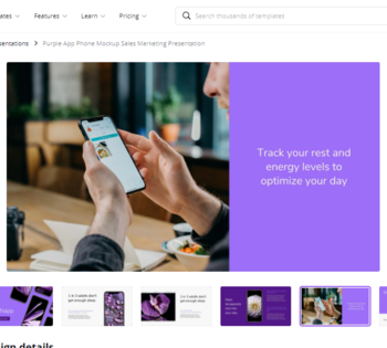 Canva: Purple App Phone Mockup Sales Marketing Presentation