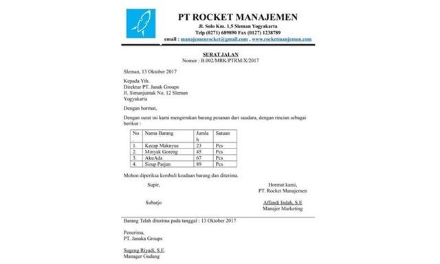 surat jalan perusahaan