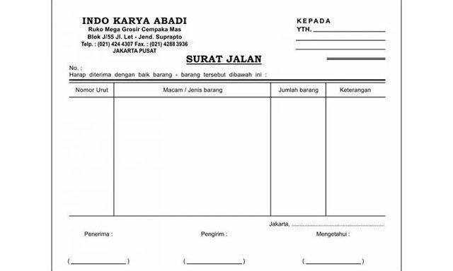 contoh surat jalan