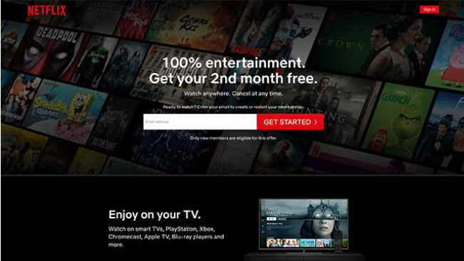 Netflix - Sign up landing page