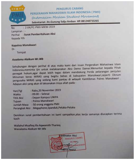 Contoh surat pemberitahuan demonstrasi (unjuk rasa)