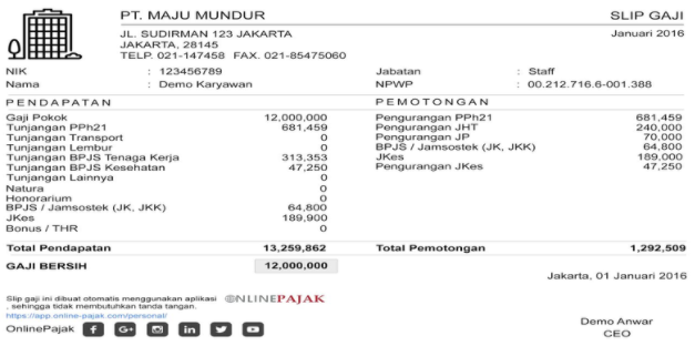 Cara menghitung PPh Pasal 21 dalam take home pay