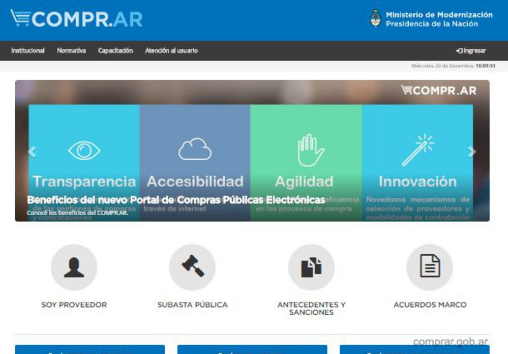 COMPR.AR es el portal de compras públicas electrónicas que depende del Ministerio de Modernización de la Nación.