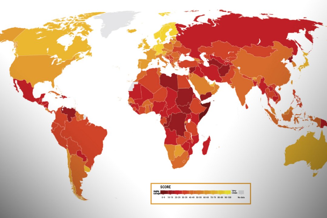 El índice que realiza Transparencia Internacional califica a 180 países y territorios.