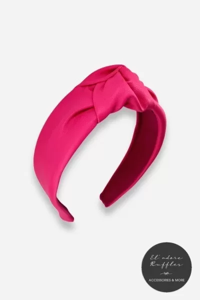 FAUX LEATHER KNOTTED HEADBAND - HOT PINK