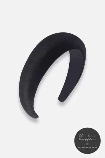 VELVET PADDED HEADBAND - BLACK