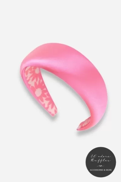 PADDED SATIN HEADBAND - BARBIE PINK