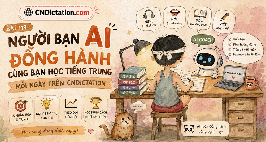 "Người bạn" AI đồng hành cùng bạn học tiếng Trung mỗi ngày trên Cndictation