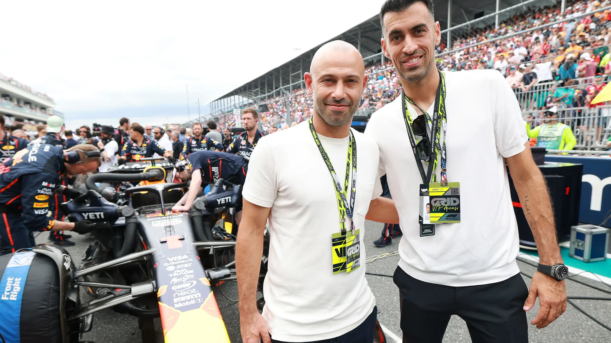 WATCH: Inter Miami's Sergio Busquets and Javier Mascherano spotted at F1 Miami Grand Prix weekend
