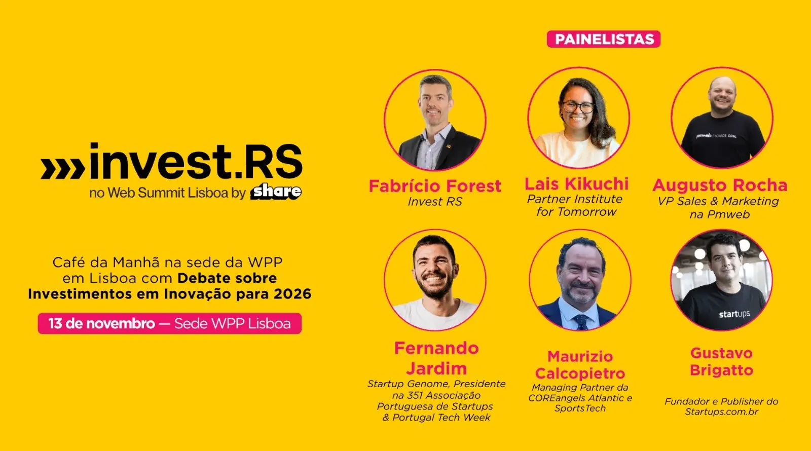 Invest RS debate tendências de inovação para 2026 durante o Web Summit