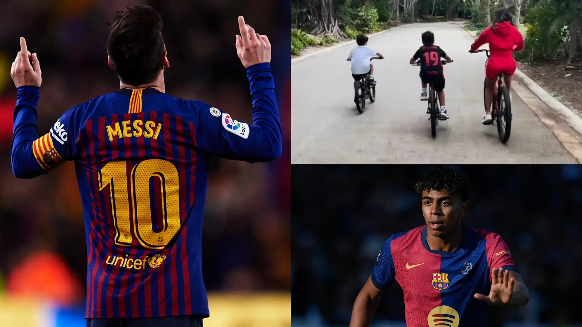Barcelona are never far away! Lionel Messi's son wears Lamine Yamal shirt as Argentine superstar enjoys bike ride with wife Antonela Roccuzzo
