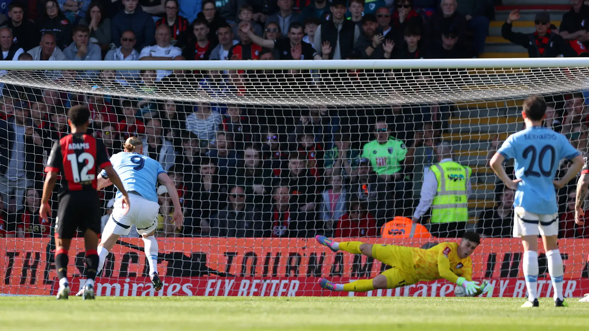 VIDEO: Erling Haaland lets Tyler Adams off the hook - USMNT star survives handball as Man City striker sees penalty saved by Kepa Arrizabalaga in FA Cup quarterfinal at Bournemouth