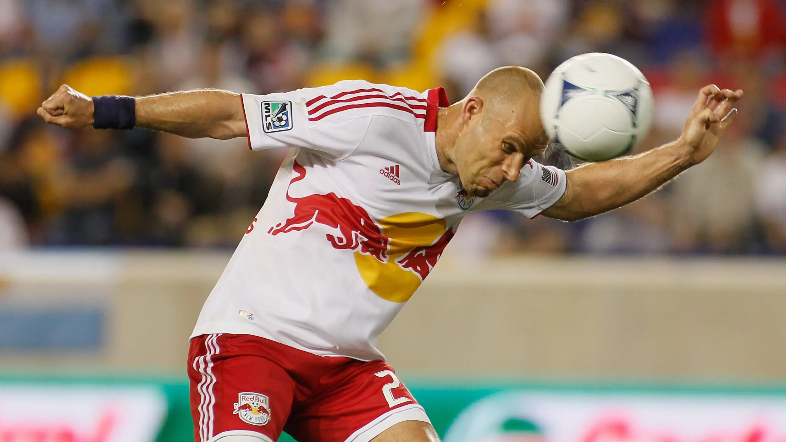 Former New York Red Bulls star Joel Lindpere participates in tailgate ahead of team's match against DC United